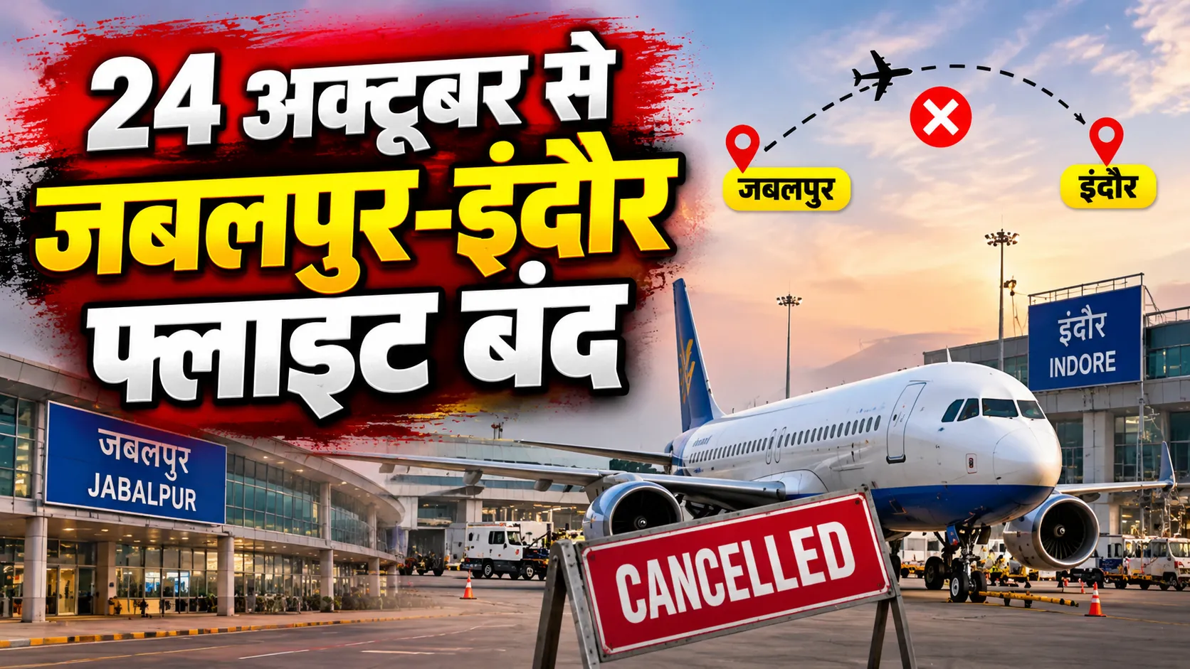 जबलपुर-इंदौर फ्लाइट 24 अक्टूबर से होगी बंद, विंटर शेड्यूल में नहीं मिली जगह; हैदराबाद रूट पर चलेगा बड़ा विमान