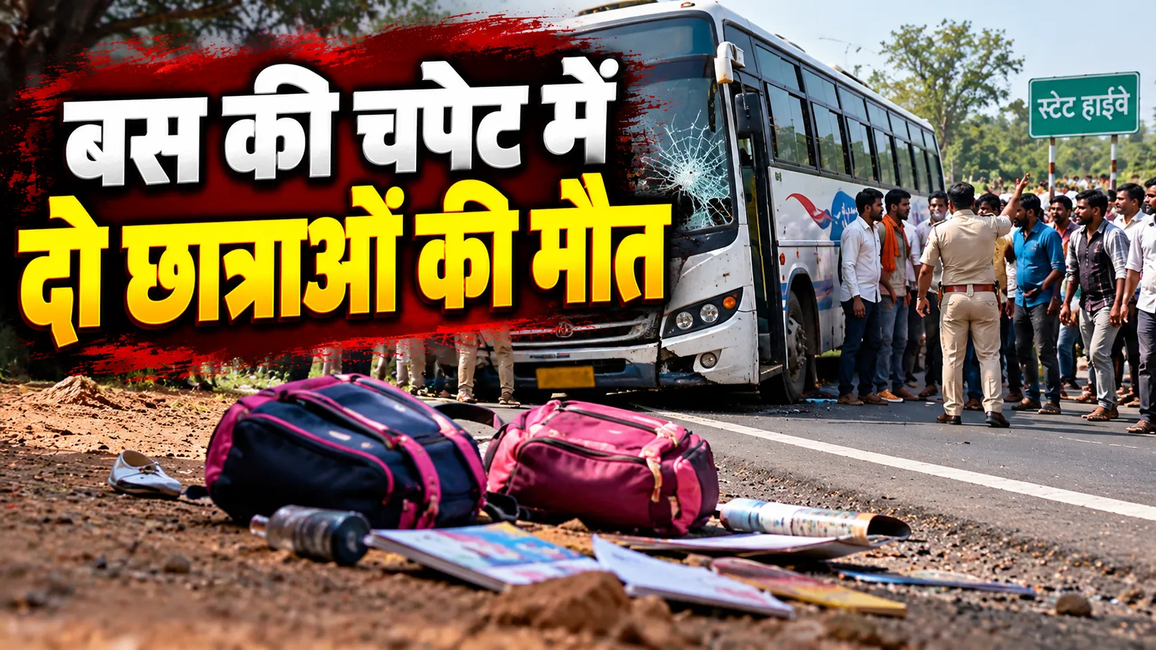 दमोह में तेज रफ्तार बस ने तीन स्कूली छात्राओं को मारी टक्कर, दो की मौत; ग्रामीणों ने किया चक्काजाम